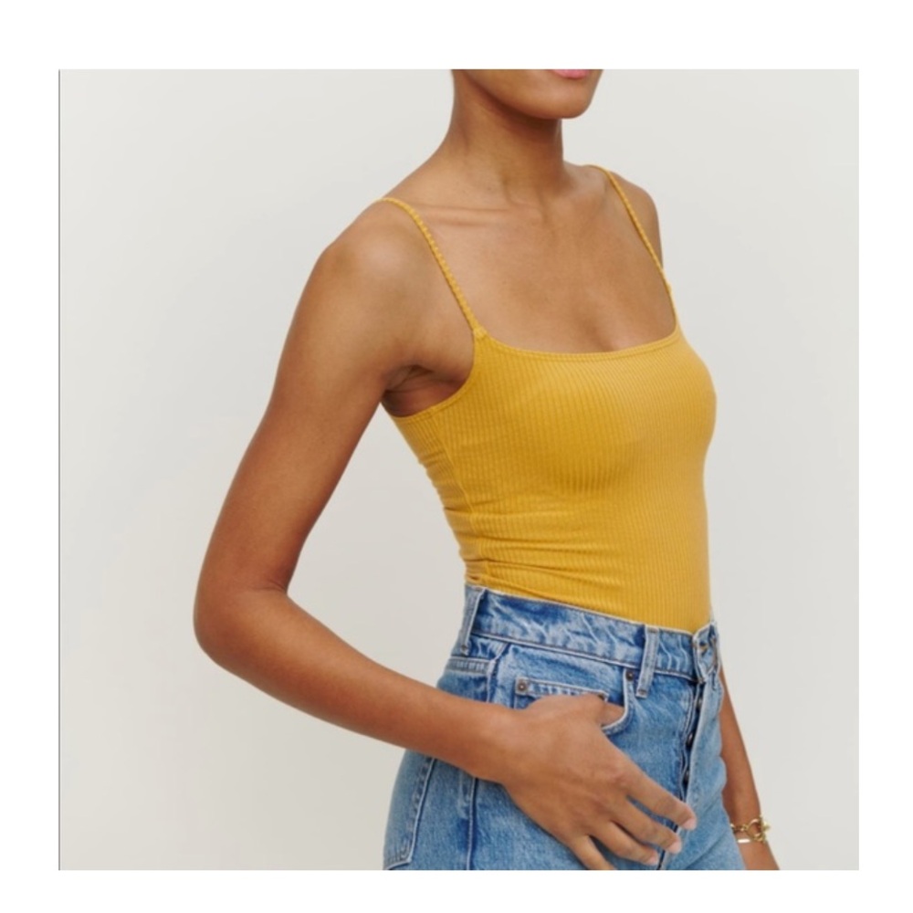 Reformation Mustard Yellow Ribbed Tank Top